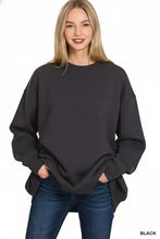 Black zenana oversized crewneck sweatshirt with fleece interior and relaxed fit perfect for layering and casual wear