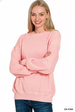 A soft dark pink zenana pigment dye oversized sweatshirt with ribbed cuffs and hem in fleece material
