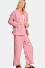 Zenana Quilted Button Up Long Sleeve Top and Pants Lounge Set Woman Loungewear Sets