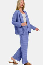 Zenana Quilted Button Up Long Sleeve Top and Pants Lounge Set Woman Loungewear Sets
