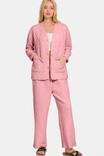 Zenana Quilted Button Up Long Sleeve Top and Pants Lounge Set Woman Loungewear Sets