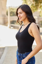 Black ribbed racerback tank bodysuit with scoop neckline by zenana in soft stretch fabric for versatile wear