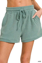 Zenana raised rib cap sleeve top and soft jade corduroy shorts set