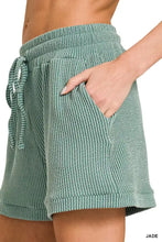 Zenana raised rib cap sleeve top and jade corduroy shorts set