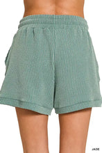 Zenana raised rib cap sleeve top and mint green corduroy shorts set