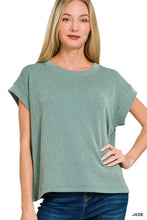 Zenana raised rib cap sleeve top in soft jade, relaxed fit