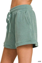Zenana raised rib cap sleeve top and mint green ribbed corduroy shorts