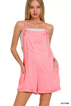 Zenana rayon woven romper with tie knot strap in pink denim style