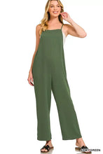 Zenana rayon woven wide leg jumpsuit in army green