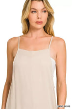 Zenana rayon woven wide leg jumpsuit with beige camisole dress