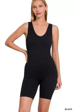 Zenana ribbed seamless sports romper in black sleeveless bodysuit