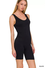 Zenana ribbed seamless sports romper: black sleeveless bodysuit with scoop neckline