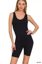 Zenana ribbed seamless sports romper with scoop neck and bike shorts