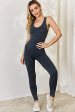 Zenana Ribbed V-Neck Sleeveless Jumpsuit Ash Black Woman Activewear