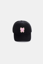 Black Zenana chenille patch baseball cap with pink ribbon bow emblem