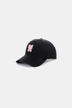 Zenana black baseball cap with pink ribbon bow chenille patch