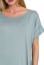 Zenana Rolled Short Sleeve Round Neck Dress Woman Dress