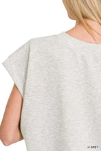 A soft heather gray zenana scuba short sleeve cropped t-shirt with relaxed fit and short sleeves