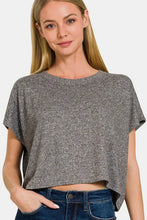Zenana short sleeve round neck cropped t-shirt in heather gray