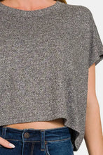Zenana short sleeve round neck cropped t-shirt in heather gray