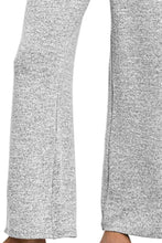 Gray heathered melange hacci lounge pants with elastic waistband soft textured fabric and vertical seam detailing