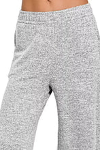 Gray heathered melange hacci lounge pants with soft textured fabric and elastic waistband by zenana