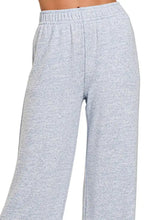 Light gray melange hacci lounge pants with elastic waistband by Zenana for comfortable casual wear
