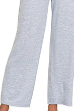 Light gray heathered melange hacci lounge pants with soft relaxed fit and elastic waistband for comfort