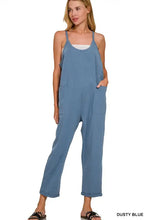 Zenana spaghetti strap pocketed jumpsuit in dusty blue, machine wash cold