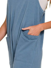 Zenana spaghetti strap pocketed jumpsuit in soft dusty blue