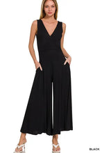Zenana surplice neckline sleeveless black jumpsuit