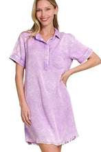 Zenana Tencel Mineral Washed Collared Shirts Dress B LAVENDER Woman Casual Dress