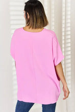 Zenana texture short sleeve pink tunic blouse in relaxed fit