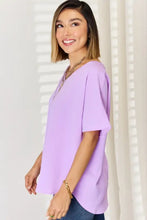 Zenana texture short sleeve purple V-neck T-shirt
