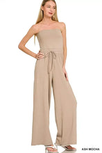 Zenana tube jumpsuit in ash mocha with drawstring waist