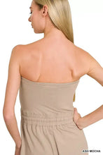 Zenana tube top jumpsuit in ash mocha with drawstring waist