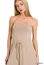 Zenana tube top jumpsuit in ash mocha with drawstring waist