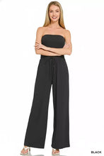 Zenana tube strapless jumpsuit with drawstring waist in earth tones