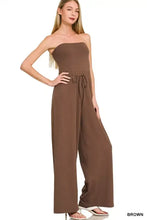 Zenana tube strapless jumpsuit with drawstring waist
