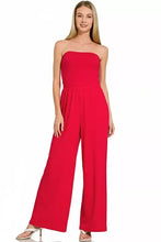 Zenana tube jumpsuit in vibrant red with drawstring waist
