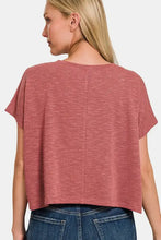 Zenana rust-colored V-neck short sleeve crop t-shirt