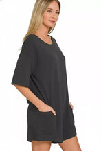 Zenana reversible 2-way romper in black scoop neck t-shirt dress style