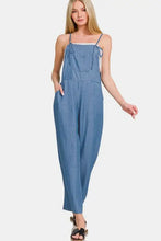 Zenana Washed Adjustable Strap Wide Leg Denim Overalls Denim Overalls