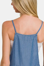 Zenana washed adjustable strap wide leg denim overalls dress