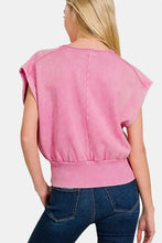 Zenana Washed Boat Neck Pink Top with Banded Dolman Sleeve and Jeans
