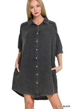Zenana Washed Double Gauze Button Down Shirt Dress Casual Dresses