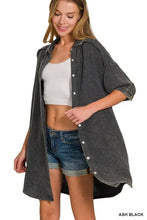 Zenana Washed Double Gauze Button Down Shirt Dress Casual Dresses