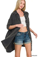 Zenana Washed Double Gauze Button Down Shirt Dress Casual Dresses