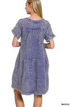 Zenana Washed Double Gauze Raw Edge V-neck Dress Casual Dresses