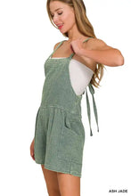 Zenana sage green textured gauze romper with tie-back straps